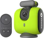 360° Rotating Sports Camera with AI Tracking - 4K Video Capture in Lemon Green