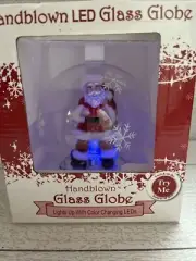 Christmas Handblown Color Changing LED Lighted Santa Claus Snowflake Glass Globe
