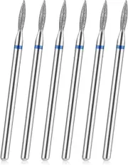 YUXIANLB 6Pcs Cuticle Drill Bit, Flame Shape Diamond Nail Drill Bits Set with...