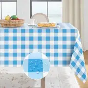 Gingham Checkered Rectangle Tablecloth - 54 x 78 Inch Blue and White
