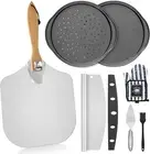 Foldable Pizza Peel Pizza Pan Set, 7Pcs 12" X 14" Aluminum Metal Pizza Paddle wi