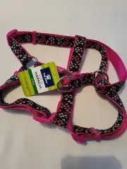 LARGE Fashion Black Pink Hearts TOP PAW Dog Step-In Adjustable Harness - 24-36"