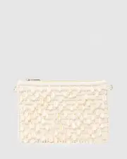 Pearl Zip Top Sequin Clutch Bag