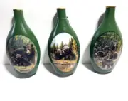 SET of 3 Natures Encounters 10" Bear Vases Green Double Sided