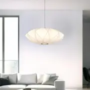 Modern Resin Nickel Pendant Light w/ White Shade (Small/Medium or Large)