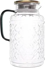 [Kichvoe] water jug pitcher with lid household water pot glass water pitcher glass pitcher ice tea pitcher for fridge water pitcher for fridge stainless steel High capacity water cup