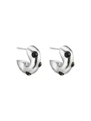 AGMES | Logan Hoops in Sterling Silver and Onyx | The UNDONE