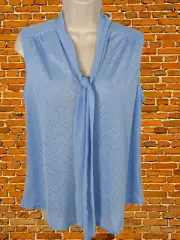 BNWT WOMENS NEXT UK 12 BLUE TIE FRONT SEMI-SHEER SLEEVELESS BLOUSE TOP RRP £26