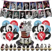 Michael Jackson Theme Birthday Party Decor Supplies Balloons Kit Banner Cake Toppers Set