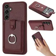 For Samsung Galaxy A16 5G/ A16 4G Case Drawing Type Card Slots Litchi Texture Leather Back Cover with Ring Kickstand