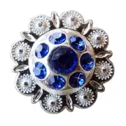 49HS Set Of 32 Western Screw Back Concho Sapphire Berry Crystals Cowgirl 1 In