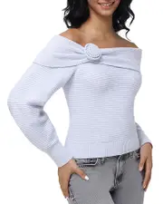 525 Elizabeth Rosetts Off-the-Shoulder Sweater
