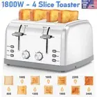 4 Slice Stainless Steel Toaster with 7 Shade Settings Removable Crumb Tray