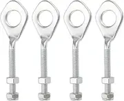 Briny River 2 Pairs of 12mm Chain Tensioner Axle Adjuster 12mm Adjuster Pit with Nuts for 110cc 125cc ATV Quad Dirt Bike Motorbike Silver