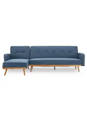 Sarantino 3-Seater Corner Sofa Bed with Chaise Lounge - Blue