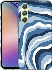 [SuzaCase] Back Case for Samsung Galaxy A54 5G, Galaxy A54 5G Case with Stylish Blue Wave Pattern Design Printed Cute, Sleek Durable Hardshell Protective Phone Case/Cover for Samsung A54 5G