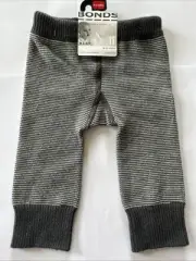 BNWT Size 6 - 12 Months Bonds Baby Chunky Knit Leggings Grey White 00 0