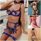 Women Sexy Bra Panty Garter Set Transparent Lingerie Underwear intimate Bodysuit