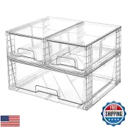 Vtopmart 3 Pack Stackable Storage Drawers, Easily Assemble Acrylic Bathroom U