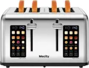 Mecity 4 Slice Toaster Touch Screen Control 4 Wide Slot, Stainless Steel