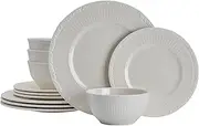Mikasa Italian Countryside Melamine Outdoor Dinnerware Set, Service for 4, Cream, 12 Piece