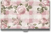 [LKHDS] Slim Aluminum Alloy Business Card Holder Peach Retro Pattern Pocket Business Card Case Portable Business Card Wallet Business Card Holders Handheld Card Box for Women Men, style, One size, Style