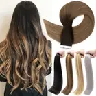 Tape In Russian Remy 100% Real Human Hair Extensions Thick Full Head Skin Wefted