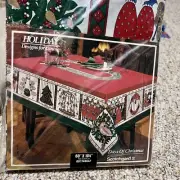 New Vtg 12 Days of Christmas Tablecloth 60x104 Rectangle Cotton Sunweave Brazil