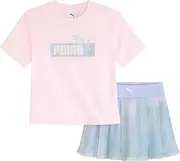 [PUMA] Girls 2 Piece Set, Short Sleeve Cotton Jersey T-shirt & Matching Skort