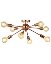 JONATHAN Y Copper 30.5in 8-Light Sputnik Metal LED Flush-Mount