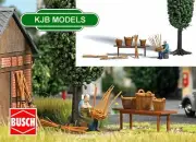 BNIB OO / HO BUSCH 7840 BASKET MAKING FIGURE SCENE + ACCESSORIES & TALL TREE
