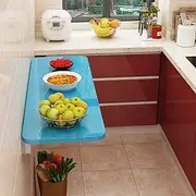 Floating Desk Wall Mounted Drop Leaf Table Space Saving Multi Size Optional (Blue 90 * 40cm)