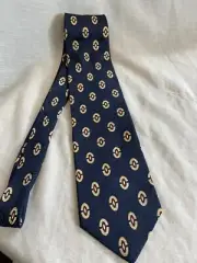 New Vintage Bill Blass Neo Silk Necktie Tie Oval Abstract Blue Beige Made in USA