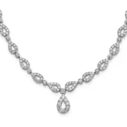 14k White Gold 2 3/4 Ct. Lab Grown Diamond VS/SI+ G+ 17 inch Fancy Teardrop Necklace