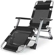Lightweight Durable Folding Chair Garden Deck Folding Reclining Chair, Office Lounge Chair Outdoor Folding Chair Simple Nap Bed Hospital Accompanying Bed (Color : Gray) (Color : Silver) (Black)
