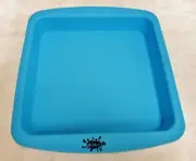 NEW Blue NoGoo Deep Square Dish Pan 8" NonStick Silicone Container Free Shipping