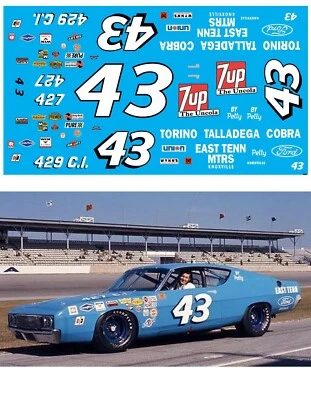 #43 Richard Petty 1969 Torino 1/32 scale decal AFX Tyco Lifelike Autoworld