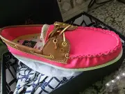 NEW SPERRY TOP-SIDER A/O PINK CVS COGNAC BOAT SHOES WOMENS 8 $130