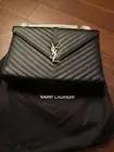 Yves Saint Laurent Magnetic Closure Clutch Black Leather