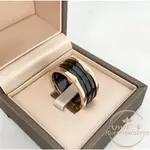 現貨二手 BVLGARI 寶格麗 B.ZERO1 系列 18K玫瑰金 黑陶瓷款 四環戒指 AN855563 實拍