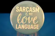 "SARCASM IS MY LOVE LANGUAGE" Lot of 3 BUTTONS pinbacks pins 2 1/4" NEW! irony