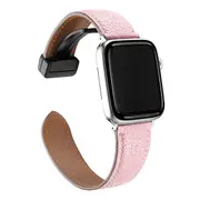 ZUSLAB Apple Watch Leather Band for 9/8/7 49mm 45mm- 6/SE/5/4/3/2 44mm 42mm Top Genuine Leather Replacement Strap - Pink