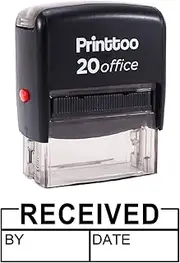 Printtoo Received with by Date Self Inking Rubber Stamp Office Stationary Custom Stamp-Black