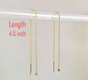2pcs 14K Gold Filled Threader Earrings Cable 4.5 inch E78g