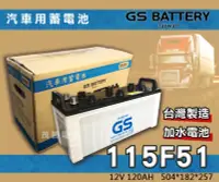 在飛比找Yahoo!奇摩拍賣優惠-【茂勝電池】統力 GS 115F51 加水電池 N120 (