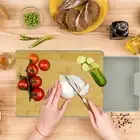 Bamboo Cutting Board Heavy-Duty Chopping Board with Slide Out Drawer Tray toGzz