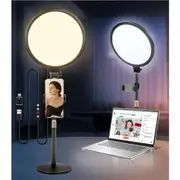 26cm Desktop Ring Light for Video Conference/Record, Dimmable with Stand & Phone Holder