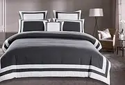 Luxton Bailey Grey Quilt Cover King - Hotel-Style Bordered 3pcs Doona Cover Set (King Size)