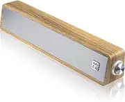 MICA Computer Speakers, Wired Computer Sound Bar, Wooden Mini Soundbar, USB Powered PC Speakers for Desktop Monitor, Laptop, Tablet, 3.5mm Aux Connection, Angled, Yellow (M30C)