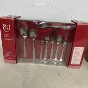 Oxford Hall Heron Stainless Steel 80-Piece Flatware Set Forks Spoons & Knives